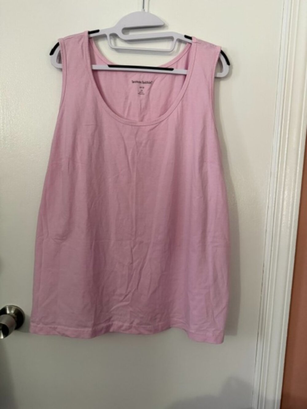 Woman Within Pink Cotton Scoop neck Tank Top Plus Size 2X 26/28